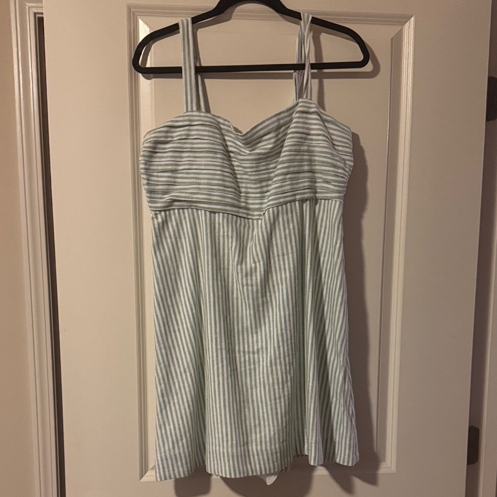 Abercrombie & Fitch Green and White Striped Top